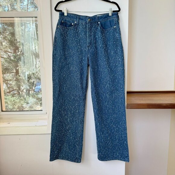 NWT Rag & Bone Logan Wide Leg Mid Rise Jeans Indigo Tweed Blue - Picture 8 of 13